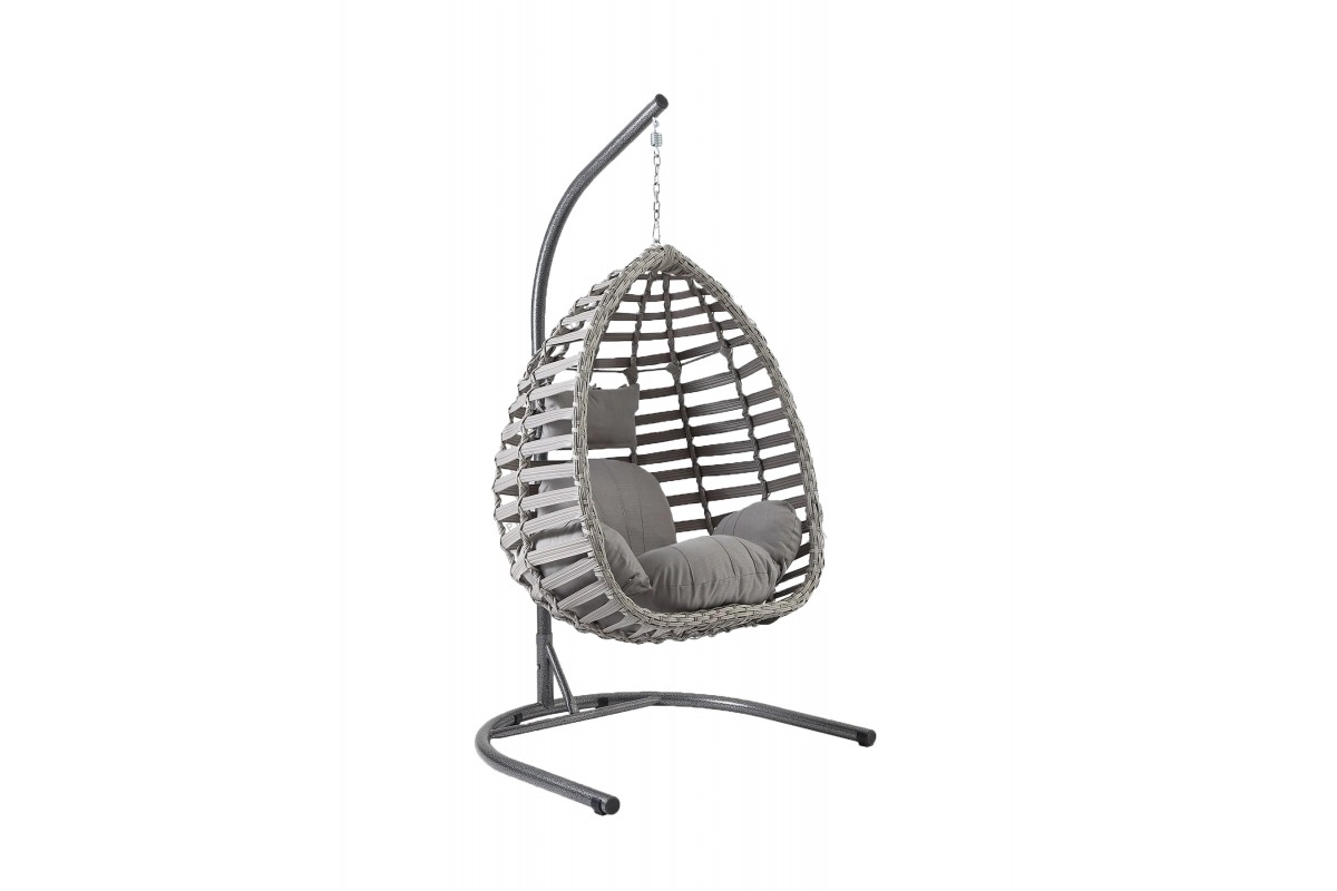 Gümbet Rattan Bahçe Balkon Salıncağı- Gri