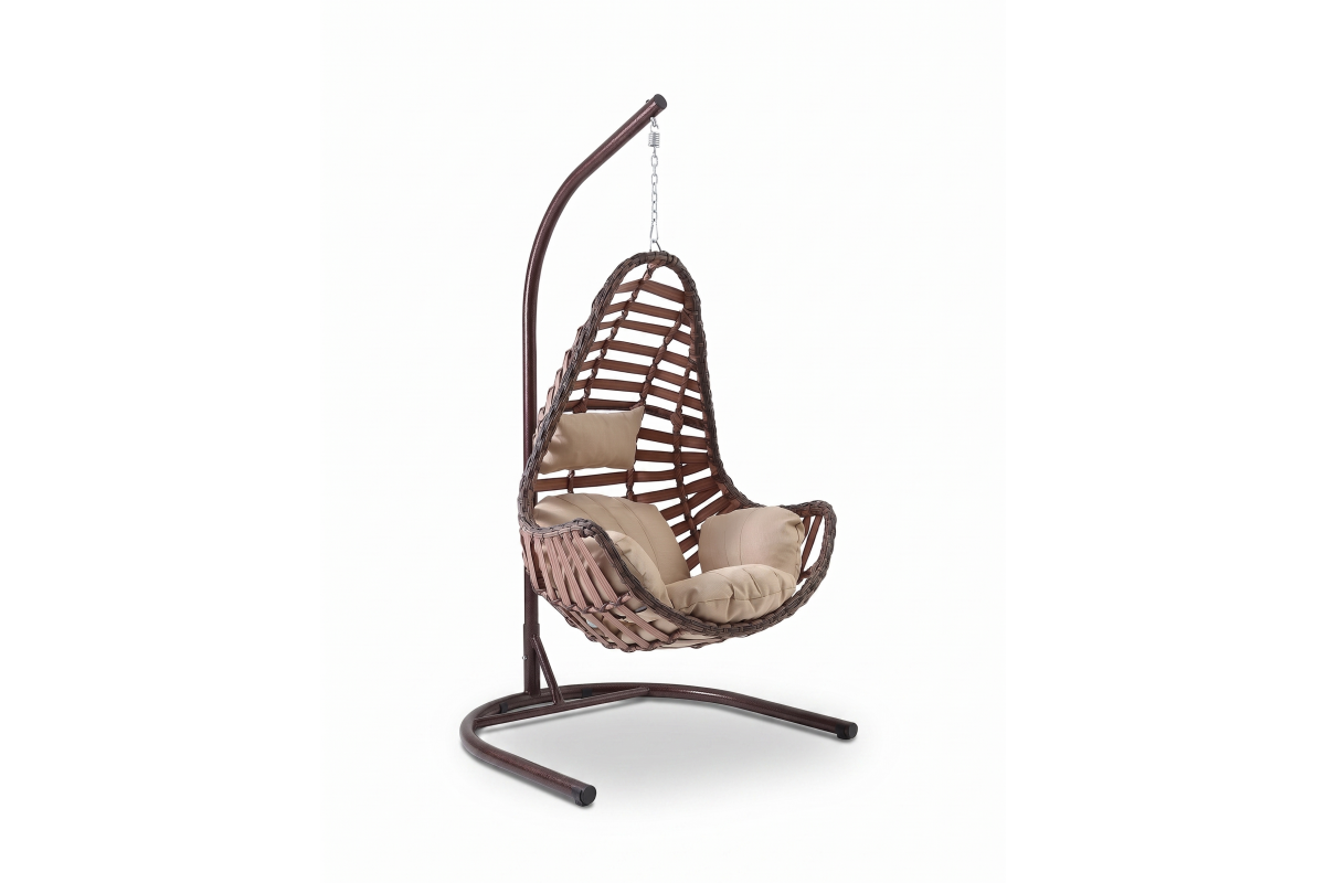 Milas Rattan Bahçe - Balkon Salıncağı - Kahve