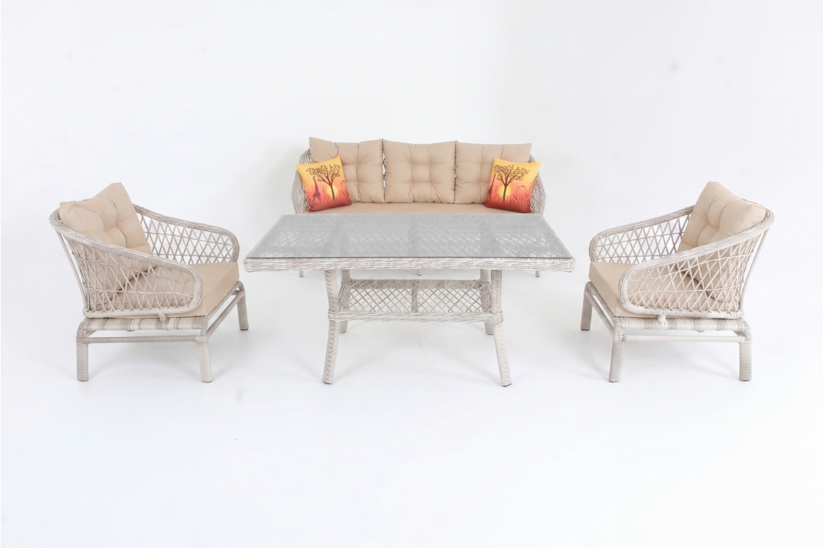 Ruby Bahçe Takımı 3+1+1 - Krem